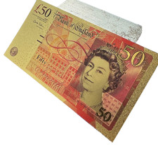 UK New £50 £ Pound 24k Gold Plated Collectable Not Real Currency Novelty