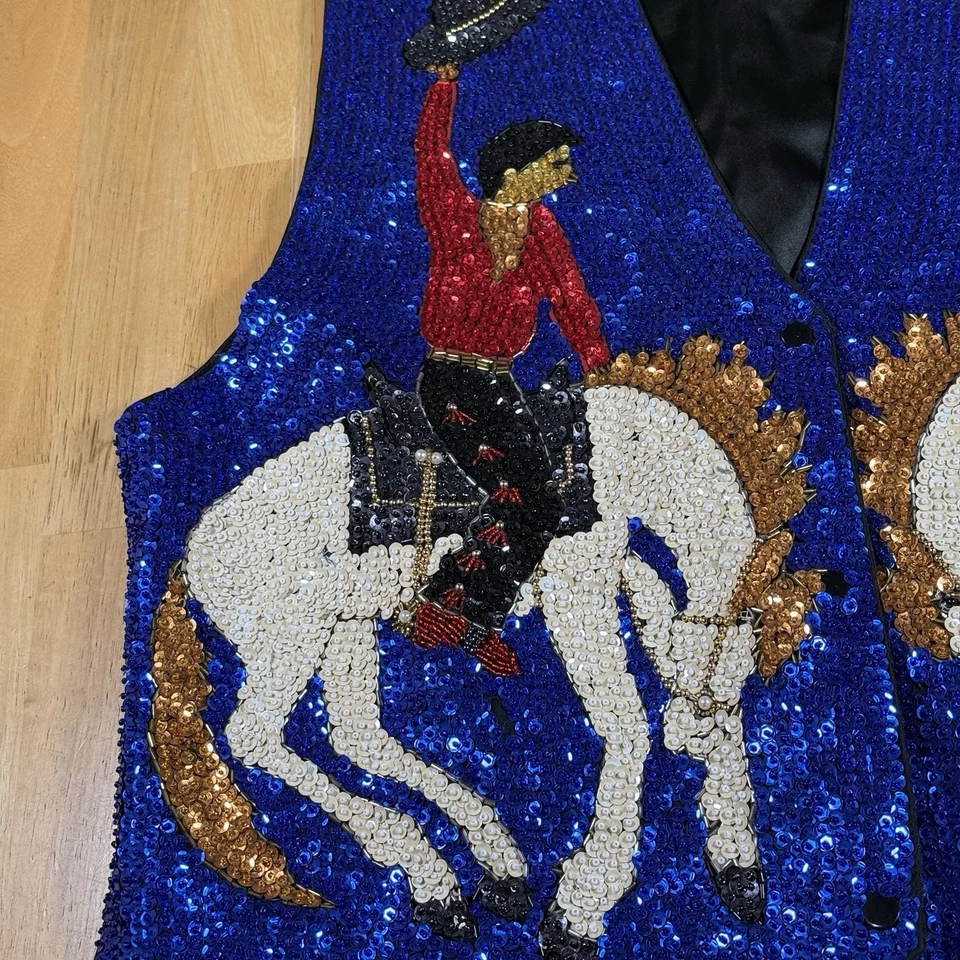 Винтажный западный жилет для верховой езды с блестками Bali Gem размер большой с застежкой спереди - Изображение 4 из 4