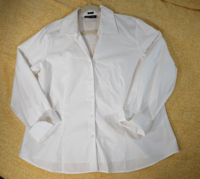 Jones New York Collection Woman White Non Iron Button Down Shirt 16W