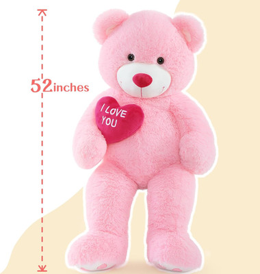 Giant Teddy Bear Stuffed Animal 52'' - Big Teddy Bear with Heart - Large I Love Y