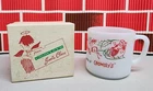 Vtg Federal F Milk Glass Mug Crowleys Christmas Lunch with Santa In Original Box
