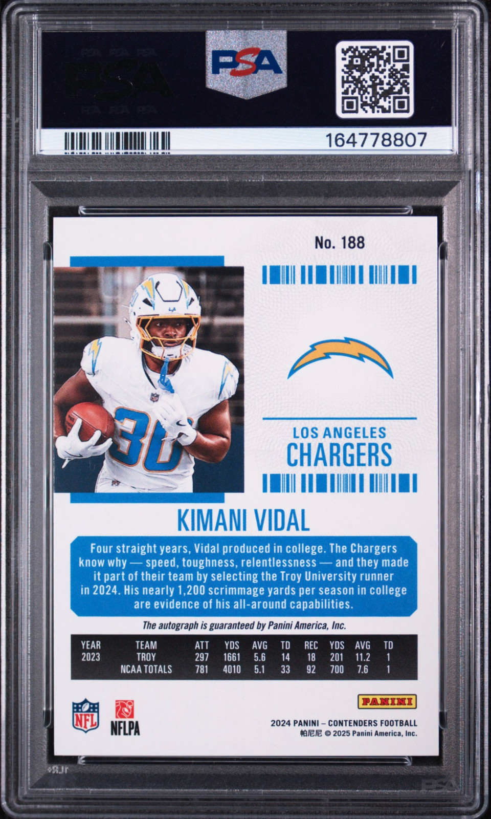 2024 CONTENDERS KIMANI VIDAL AUTO PSA 10 /25 POP 1 CRACKED ICE CASE HIT HERBERT view 2