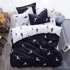 Christmas Deer Bedding Pillowcase Duvet Cover Set with Zipper King, White Deer 