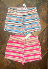 2 Pairs Old Navy Girls Shorts Size Large 10-12 Pink Blue Stretch NWT