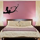 Wall Vinyl Stickers Little Girl Sitting On A Branch Tree Cool Decor (z1594)
