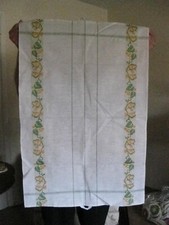 Vintage Kitchen Tea Towel Linen Blend Tea Birds on a Branch HALBLEINEN 20"x30"