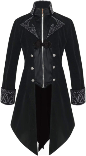 Men's Victorian Jacket Medieval Steampunk Tailcoat Gothic Coat Halloween Costume - Picture 22 of 29