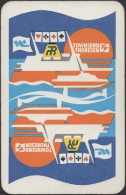 Playing Cards Single Card Old Vintage * TOWNSEND THORESEN * Shipping Ferry Art A