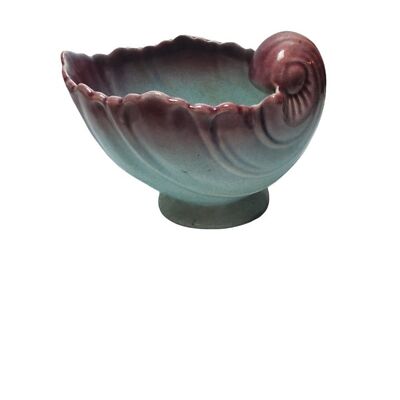HTF La Mirada Pottery CA Art Deco Vintage Turquoise Ombre Crackle Glaze Planter