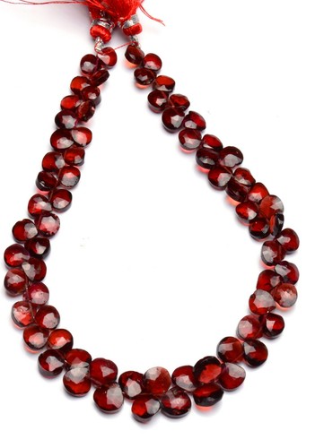 Natural Gem Rhodolite Garnet 6 to 7mm Size Faceted Heart Shape Briolette 10" - 第 2/4 張圖片