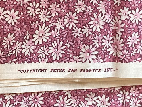 Tela de algodón floral rosa Peter Pan vintage de 1,33 yardas 44"" de ancho flores margaritas - Imagen 2 de 4