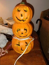 Vintage 1999 The Paper Magic Group Pumpkin Jack-o-lantern Stack Electric Lighted