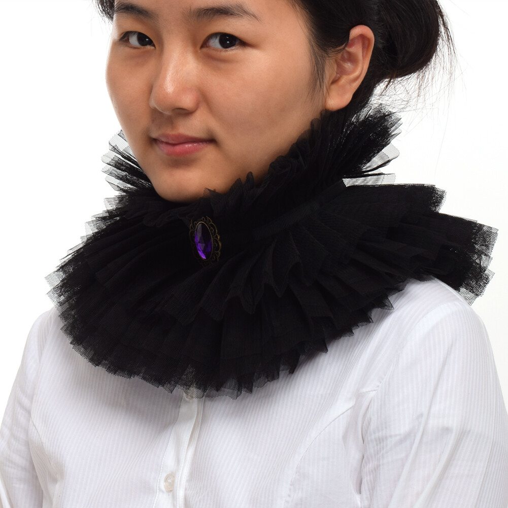 Victorian Black Ruff Collar Renaissance Black Collar Witch Detachable