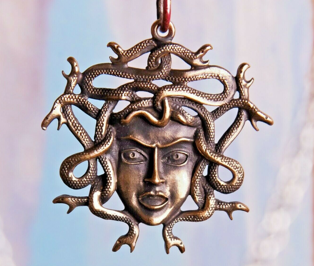 Gorgon Medusa Head Pendant, Snake Hair Amulet, Stheno Euryale