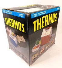 Vtg Thermos Cooler Lunch Box 7 Qt Cool Date Model 7707 Red White, Tray Insert