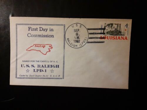 U.S.S. RALEIGH LPD-1 First Day in Commission..Timbre 4 cents et couverture..1962 - Photo 1/2