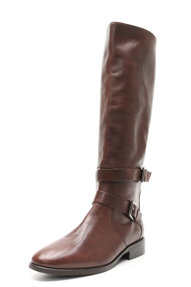 Mujeres Sarah Jessica Parker Cuero Marrón Oscuro Montar Botas Altas Zapatos Talla 37.5 Foto 2 de 4
