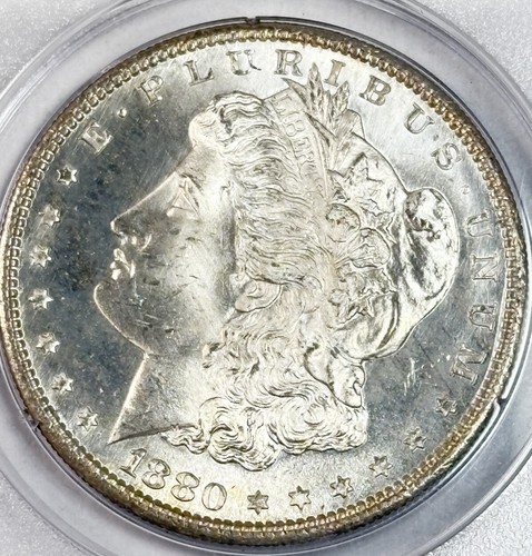 1880 S Toned Morgan $💎PCGS MS 65 OGH Rattler Holder💎Vibrant Rainbow 💎💎VIDEO - Bild 8 von 12