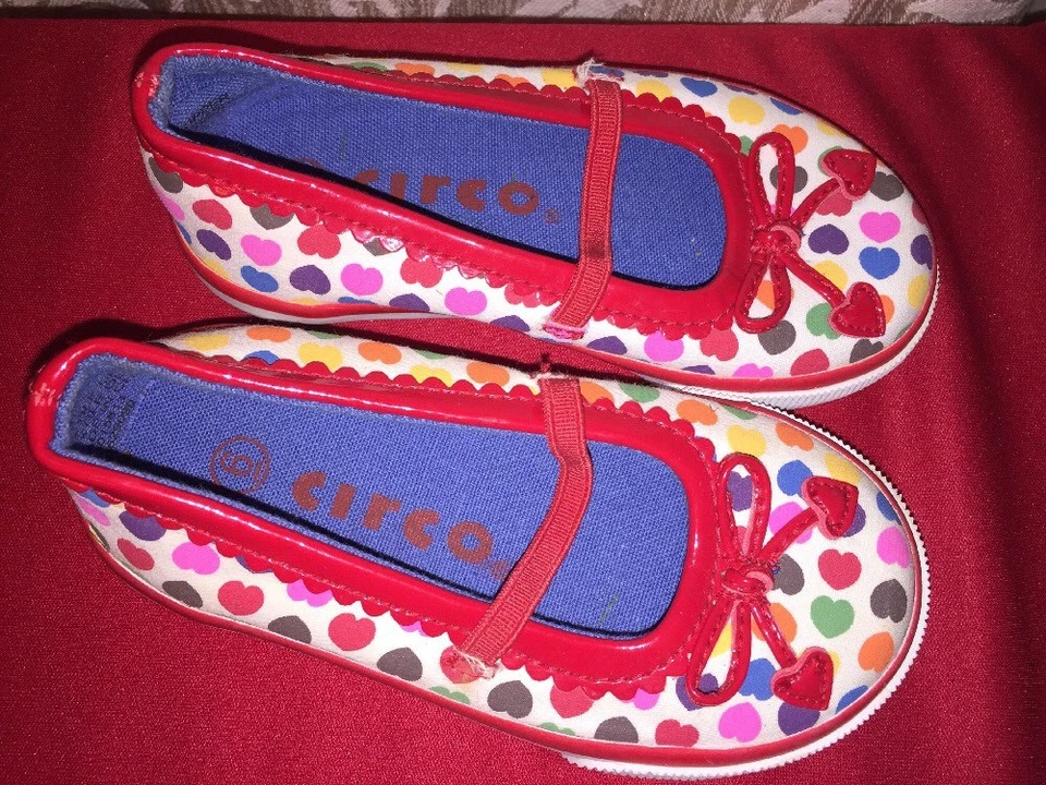 CIRCO Polka Dot RAINBOW HEARTS Ballet Flats Mary Janes Girls Toddlers Shoes Sz 6 - Image 3 of 4