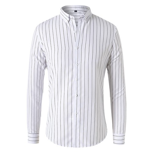Men New Men's Striped Fashion Business Casual Long-Sleeved Shirt - Picture 5 of 10
