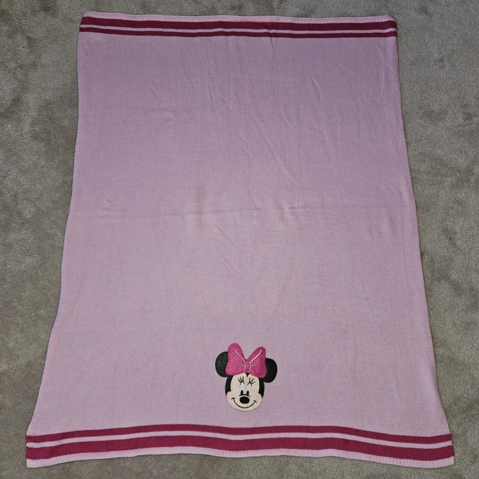 Cobertor de bebê Disney Baby Minnie Mouse malha rosa Lovey 30x40 - Imagem 4 de 4