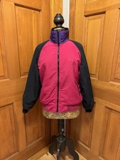 Lands End Vtg Women  s M Squall Fleece Lined Nylon Jacket USA Purple Colorblock