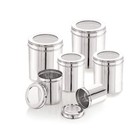 Stainless Steel Container/Ubha Dabba with See Through Lid for Kitchen, Set of 6