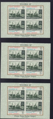 TURKEY 1985 2300 SOUVENIR SHEET X 3 ISTAMBUL 87 MINT MNH