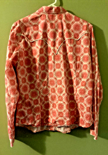 Vintage Stetson Western Hemd Pearl Snap Damen XL rot rosa & weiß Baumwolle breiter Bund - Bild 4 von 16