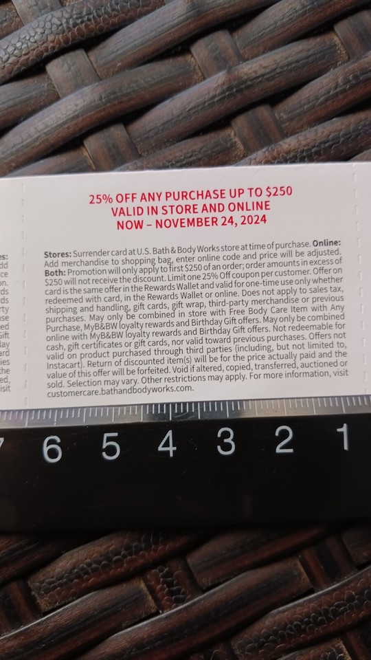 Bath and Body Works Coupons 25 Off, 10 Off, Body Care, Exp 11/24/24