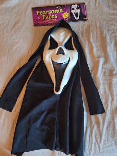 VTG Tagged 90s Fun World Fearsome Faces Scream Mask "Happy Ghost" Glows in Dark