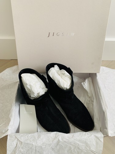 Jigsaw Black Suede Ankle Boots Flat 