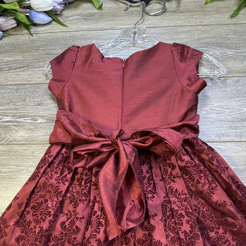 Jayne Copeland Dress size 5 Girls Velvet Red Lace Layered Tie Lined Flower Girl - Picture 4 of 18