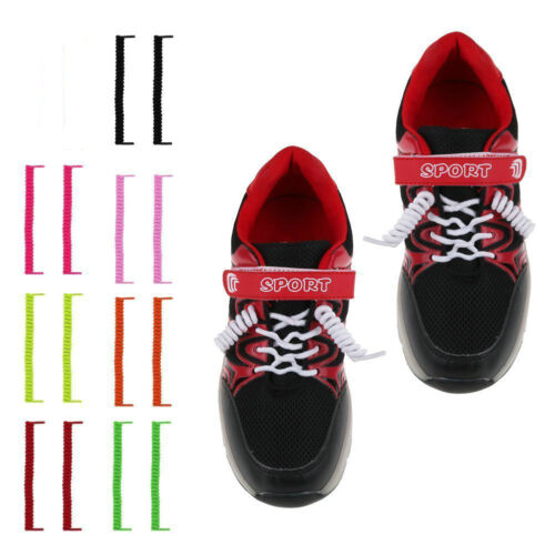 CURLY ELASTIC NO TIE SINGLE COLOUR SHOELACES SHOE LACES NEW - Bild 7 von 18