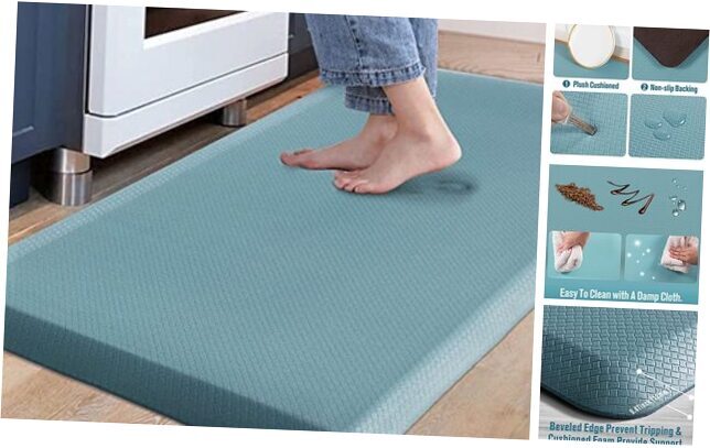 Cushioned Anti-Fatigue Kitchen Floor Mat 39x17.3 Inches Teal Comfort
