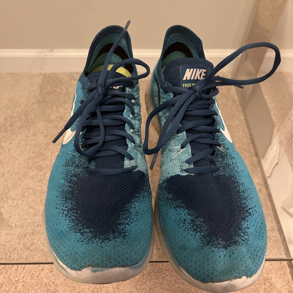 Nike Free RN Flyknit 2017 Mens Sneakers 11 Blue Lagoon Running Shoes 880843-400 - Image 2 of 4