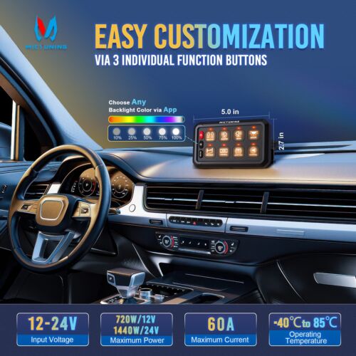 MICTUNING P1S-8 Gang ON-OFF Switch Panel Relay Multifunction RGB APP Control - Picture 7 of 11