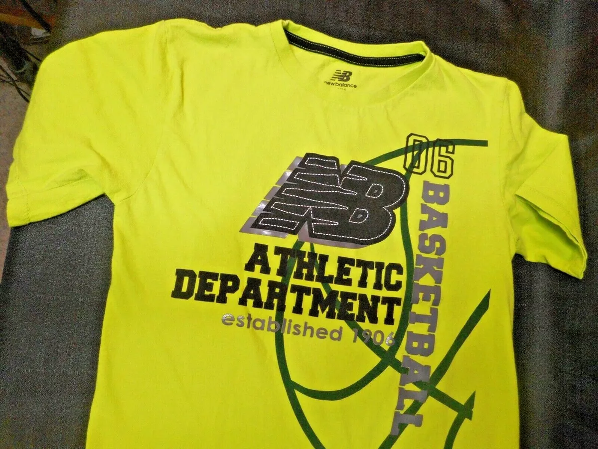 New Balance Boys Basketball T Shirt Sz 14 16 100 Cotton Fluorescent Green