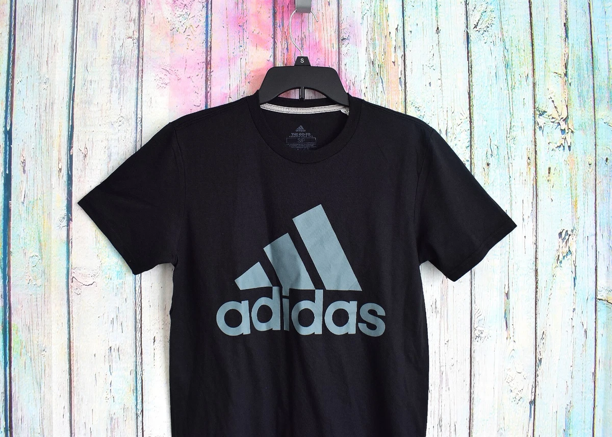 Men s Adidas Top T Shirts Short Sleeve SMALL Black The Go To Tee