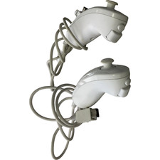 Nunchuk Controller White Lot of 2 for Nintendo Wii Remote Console Video Game