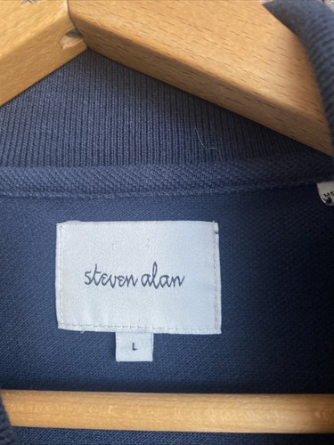 Steven Alan Mens Polo Shirt, Sz Large, Navy Blue 100% Cotton Pique Japan - Picture 6 of 8
