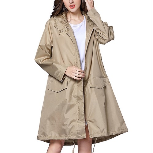 Womens Unisex Casual Hooded Long Raincoat Windproof Rain Waterproof Coat Jacket - Picture 16 of 32