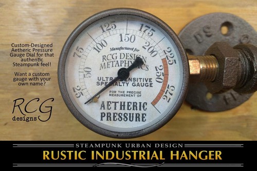 Steampunk Industrial Pipe Hook w/Faucet & Gauge urban rustic decor - Picture 4 of 5