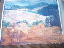 Original Pastel By Peg Humphreys, Oaks Before Rolling Mtns 15.5"x 19.5" 