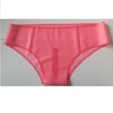 Women Transparent Pink Latex Briefs Panties with Crotch Open Shorts Underwear