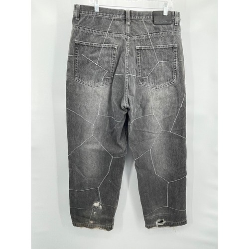 Vintage Koman Jeans Y2K Baggy Stitching Black Size 38x32(31) - Picture 3 of 11