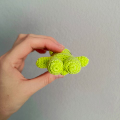 LITTLE LIGHT GREEN CROCHET TOY AMIGURUMI ANIMAL BUNNY. HANDMADE SOFT TOY BUNNY. - Picture 11 of 14