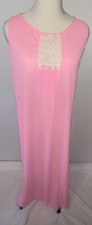 VINTAGE VANITY FAIR Nightgown Bright Pink Nylon Lace Medium