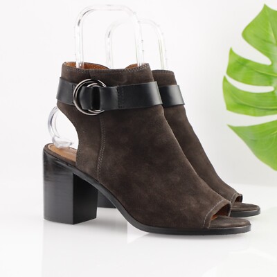 Frye Womens Danica Boot Sandal Size 10 M Petrol Brown Suede Harness Block Heel