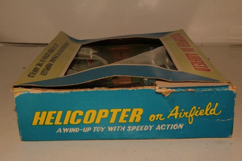 TPS Toys Tin Windup Helicopter on Airfield with Original Box, Works - Picture 3 of 11